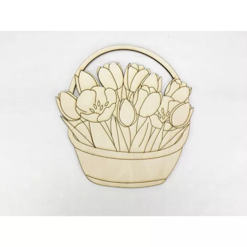 Natúr fa - Tulipánok kosárban 20cm