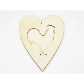 Natúr fa - Áttört szív kakas 20cm
