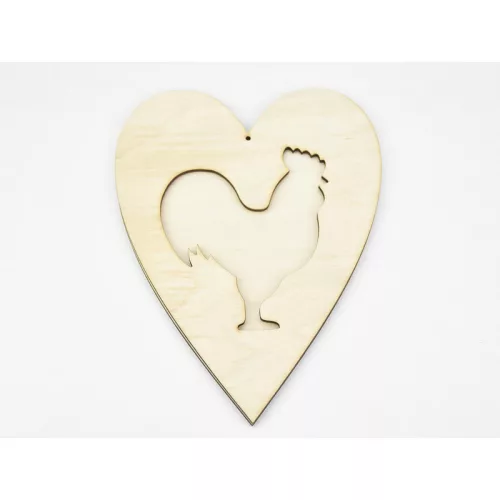 Natúr fa - Áttört szív kakas 20cm