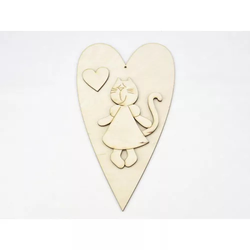 Natúr fa - Cicalány + szív 25cm