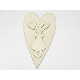 Natúr fa - Nyuszilány + szív 25cm