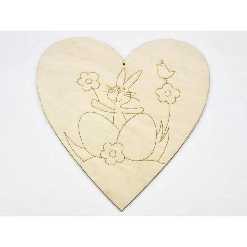Natúr fa - Nyuszi a szívben kifestő 20cm