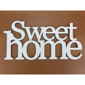   Fa - "Sweet home" felirat koszorúra  fehér 11,5x20cm