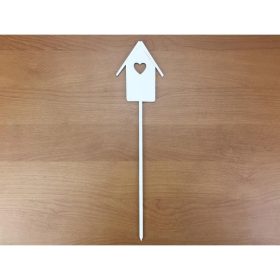Fa - Beszúrós madárházikó fehér 7x29cm
