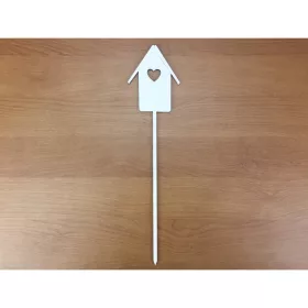 Fa - Beszúrós madárházikó fehér 7x29cm
