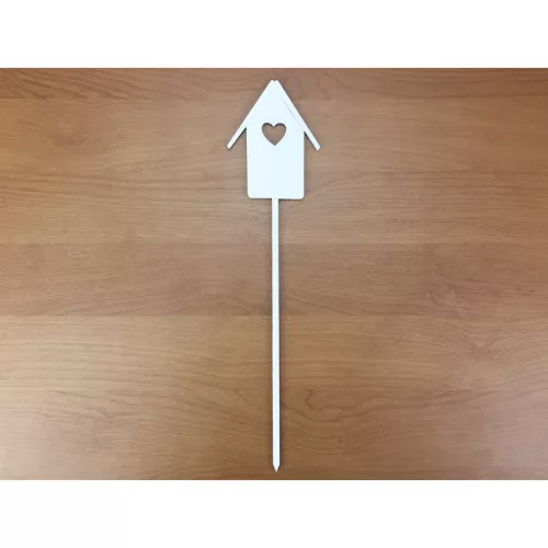 Fa - Beszúrós madárházikó fehér 7x29cm