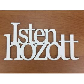   Fa - "Isten hozott" felirat koszorúra fehér 10x20cm