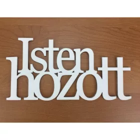   Fa - "Isten hozott" felirat koszorúra fehér 10x20cm
