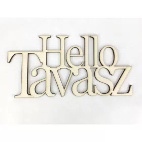   Natúr fa - "Hello Tavasz" felirat koszorúra 10x20cm