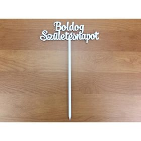   Fa - Beszúrós  "Boldog születésnapot" felirat fehér 15cm