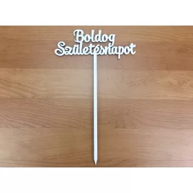   Fa - Beszúrós  "Boldog születésnapot" felirat fehér 15cm