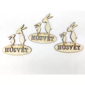   Natúr fa - Nyuszi apa "HÚSVÉT" ovál tábla 7x7,5cm 3db/csomag