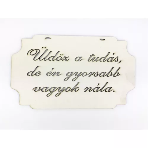 Tábla "Üldöz a tudás,..."