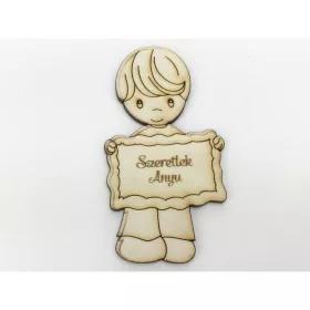 Natúr fa - "Szeretlek Anyu" kisfiú 5x9,5cm