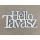 Fa - "Hello Tavasz" felirat koszorúra fehér 7x14cm
