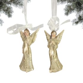   1db Kerámia angyalka akasztható arany színű ruhában (2 féle)