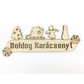 Natúr fa - Karácsonyi figurás koszorúdísz 20cm