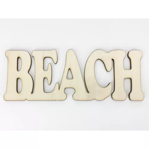 Natúr fa- "Beach" felirat 6x16cm