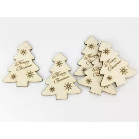   Natúr fa - "Merry Christmas" fenyő 8cm 5db/csomag