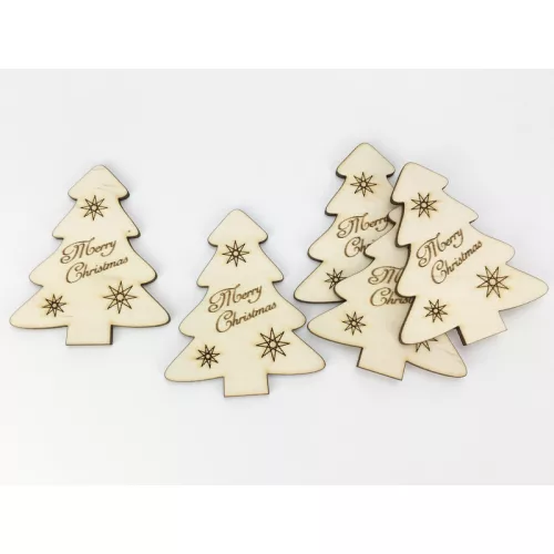 Natúr fa - "Merry Christmas" fenyő 8cm 5db/csomag