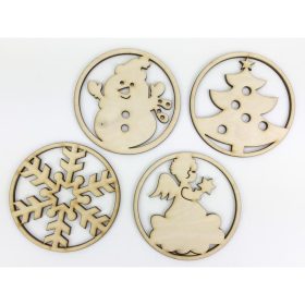 Natúr fa - Karácsonyi poháralátét 9cm 4db/csomag