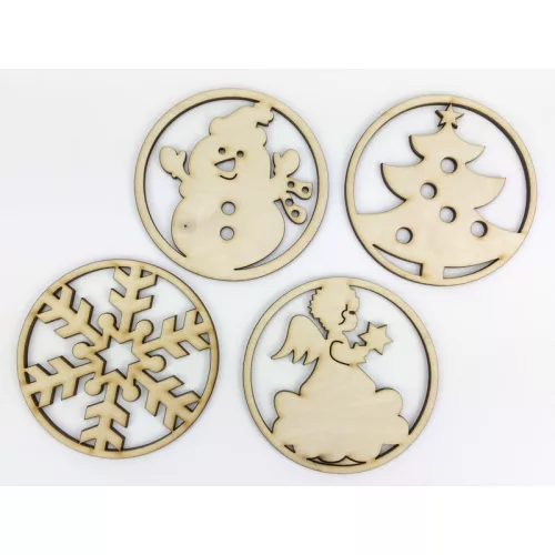 Natúr fa - Karácsonyi poháralátét 9cm 4db/csomag