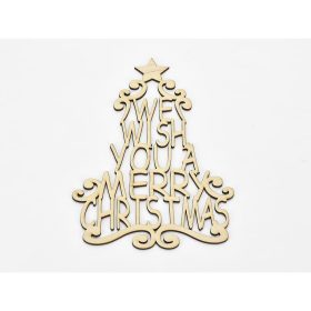   Natúr fa - "We wish you a ..." karácsonyfa koszorúra 20cm