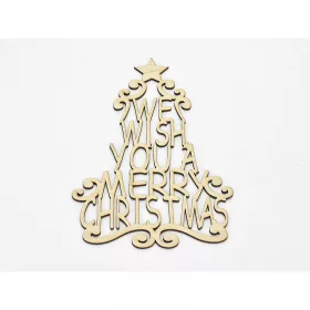   Natúr fa - "We wish you a ..." karácsonyfa koszorúra 20cm
