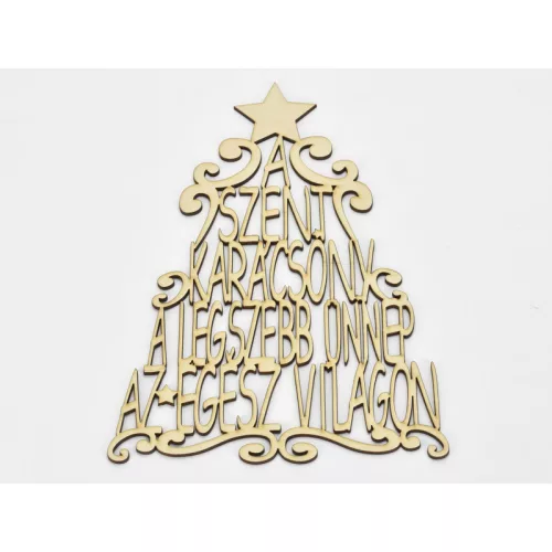 Natúr fa - "A szent karácsony..." karácsonyfa koszorúra 28cm