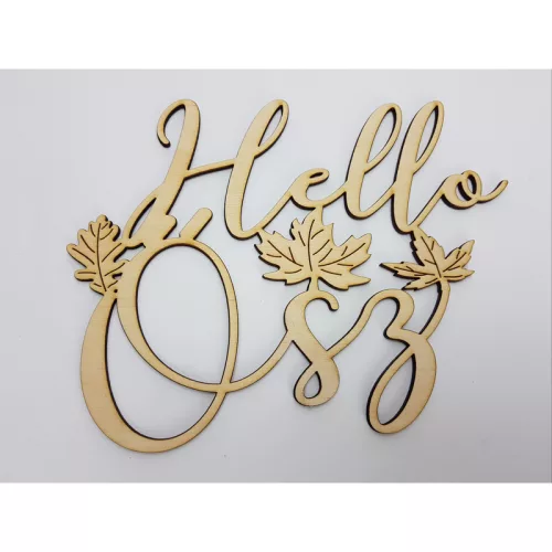 Natúr fa - Hello Ősz felirat díszes 20cm