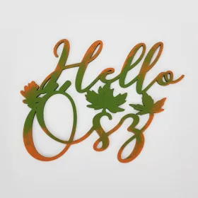 Natúr fa - Hello Ősz felirat díszes 20cm festett