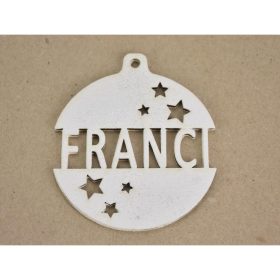   Fa - Egyedi névre szóló karácsonyfa dísz csillámos fehér