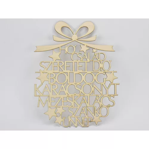 Natúr fa - Karácsonyi gömb szavakból 37cm