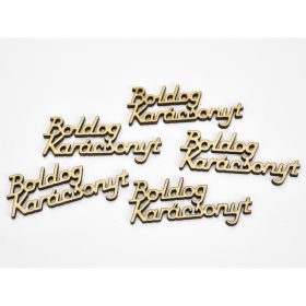   Natúr fa - "Boldog Karácsonyt" felirat 3x6,7cm 5db/csomag