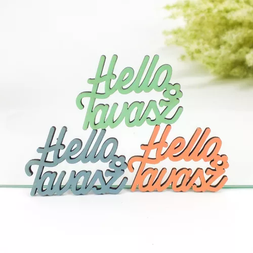 Pasztell színek "Helló Tavasz" feliratok 6,7x8,5cm 3db/csomag