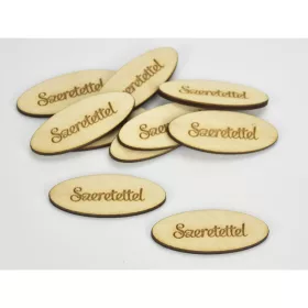   Natúr fa - "Szeretettel" ovál tábla 2x4,9cm 10db/csomag