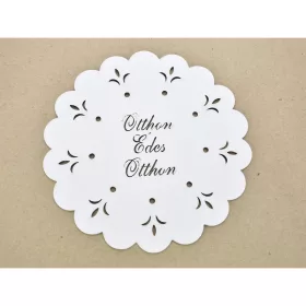   Díszes "Otthon Édes Otthon" tábla koszorúra fehér 18cm