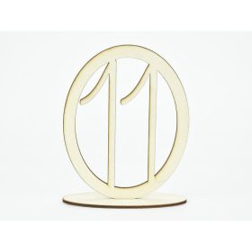 Natúr fa - Asztalszám ovális keretben 11-es 15,5cm