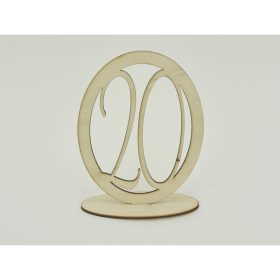 Natúr fa - Asztalszám ovális keretben 20-as 15,5cm