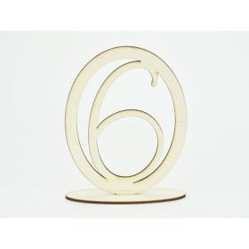 Natúr fa - Asztalszám ovális keretben 6-os 15,5cm