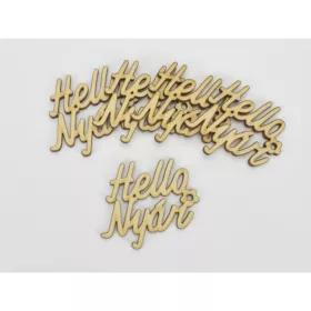   Natúr fa - "Hello Nyár" felirat 5x5,5cm 5db/csomag