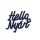 "Hello Nyár" felirat színes sötétkék 11x10cm