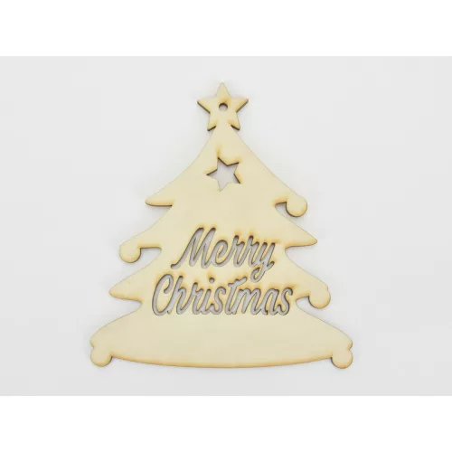 Natúr fa -"Merry Christmas" fenyőfa 13,5x15cm
