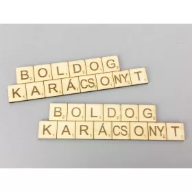   Natúr fa - "BOLDOG KARÁCSONYT" scrabble tábla 3x12cm 2db/csomag