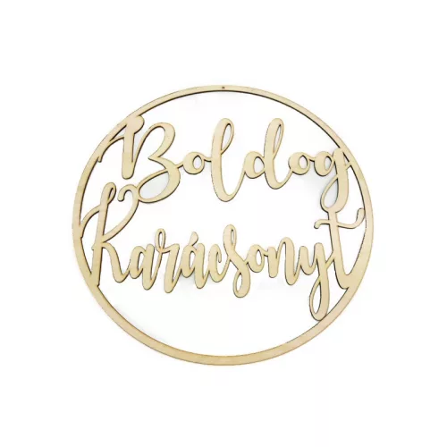 Natúr fa - Boldog karácsonyt körben 37cm