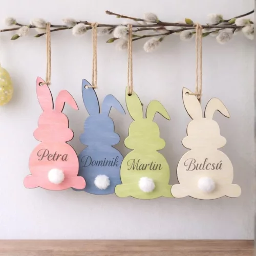 Húsvéti nyuszi egyedi gravírral 8,4x4,6 cm