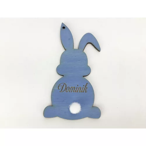 Húsvéti nyuszi egyedi gravírral lenkék 8,4x4,6 cm