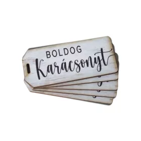   Nyomtatott dekorkarton - Boldog karácsonyt fehér biléta 5db/csomag