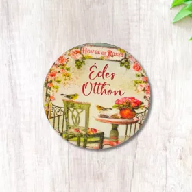   Nyomtatott fa tábla - Édes Otthon (House of roses) kör 1db