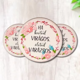Nyomtatott fa tábla - Kerted virágos - kör 3db/cs